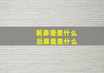 前鼻音是什么 后鼻音是什么